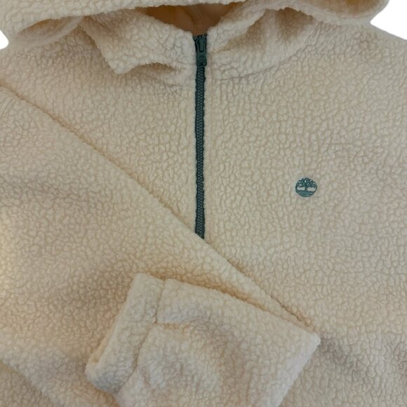 Timberland cream fleece hoodie with sage green zip Size L - Picture 2 of 7